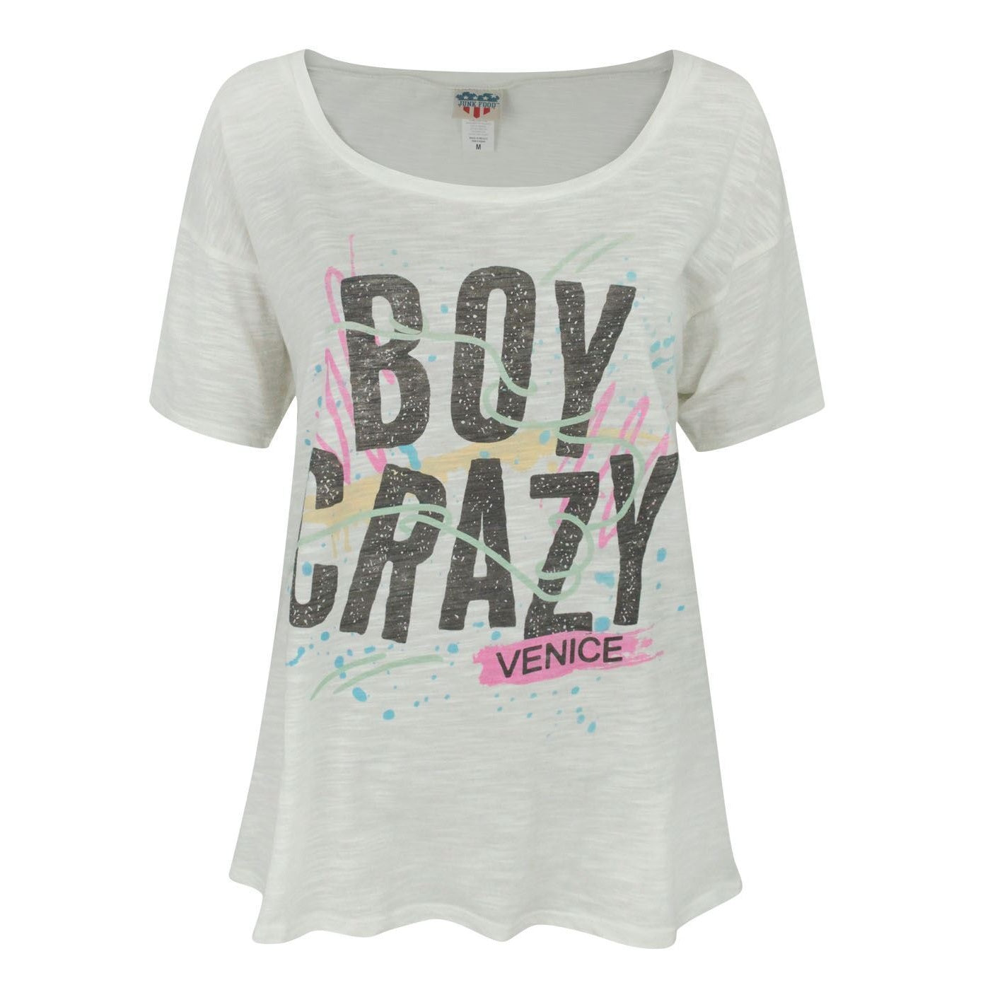 Cream - Front - Junk Food Womens-Ladies Boy Crazy T-Shirt