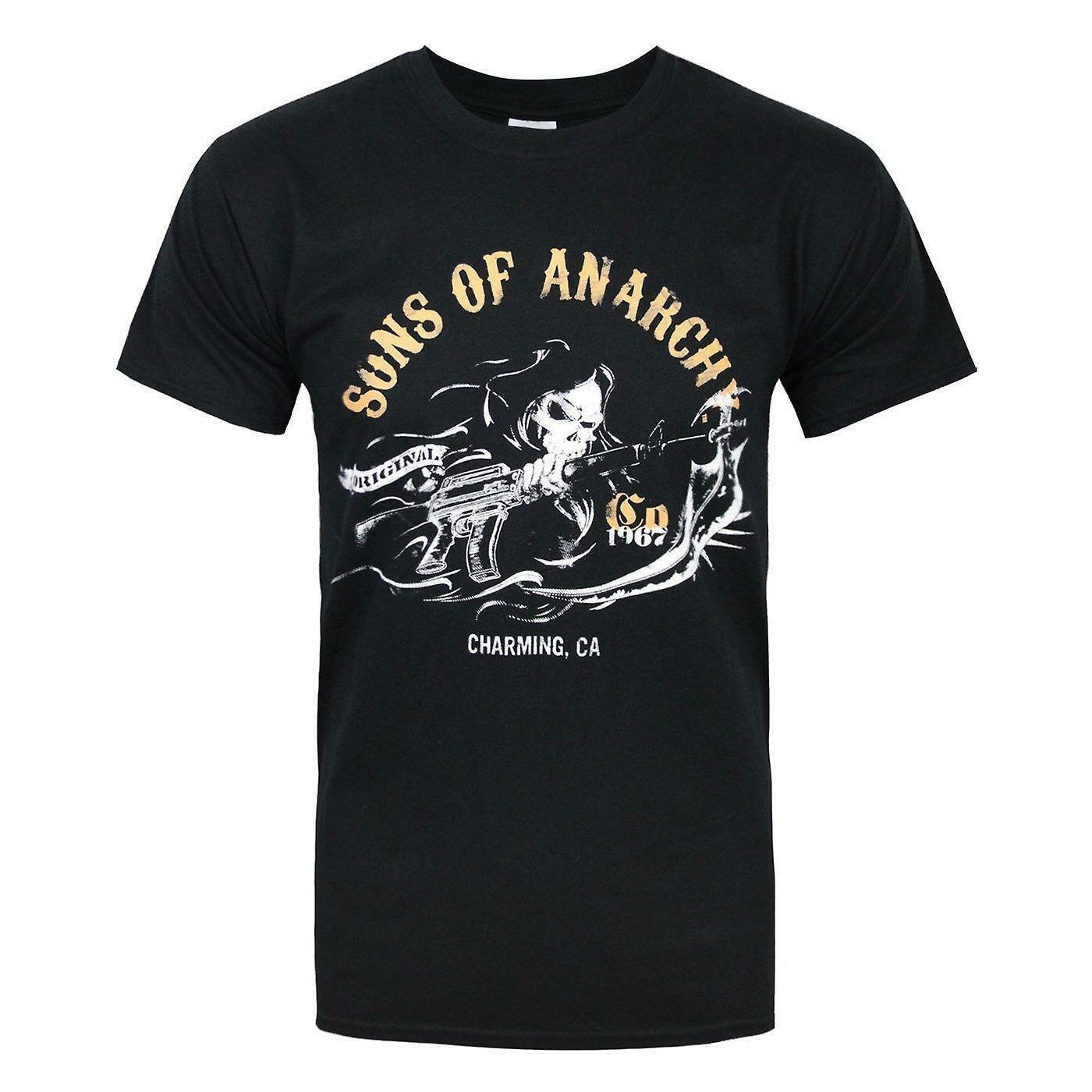 Black - Front - Sons Of Anarchy Mens Charming CA T-Shirt