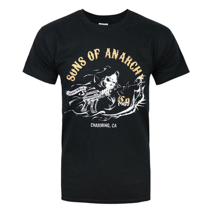 Black - Front - Sons Of Anarchy Mens Charming CA T-Shirt