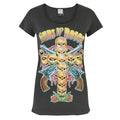 Charcoal - Front - Amplified Womens-Ladies Skull Cross Guns N Roses T-Shirt