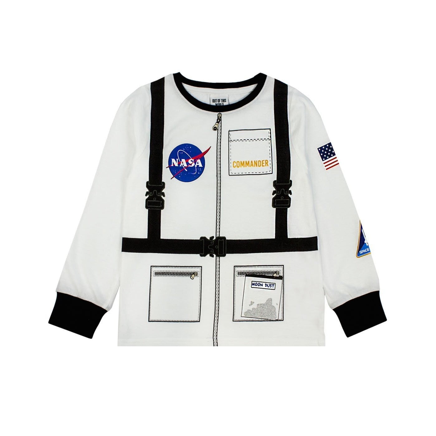White-Black - Side - NASA Boys Astronaut Uniform Long-Sleeved Pyjama Set