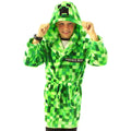 Green - Back - Minecraft Boys Creeper Pixel Dressing Gown