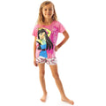 Pink-Grey - Side - Mulan Girls Loyal Brave True Short Pyjama Set