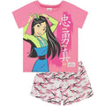 Pink-Grey - Front - Mulan Girls Loyal Brave True Short Pyjama Set