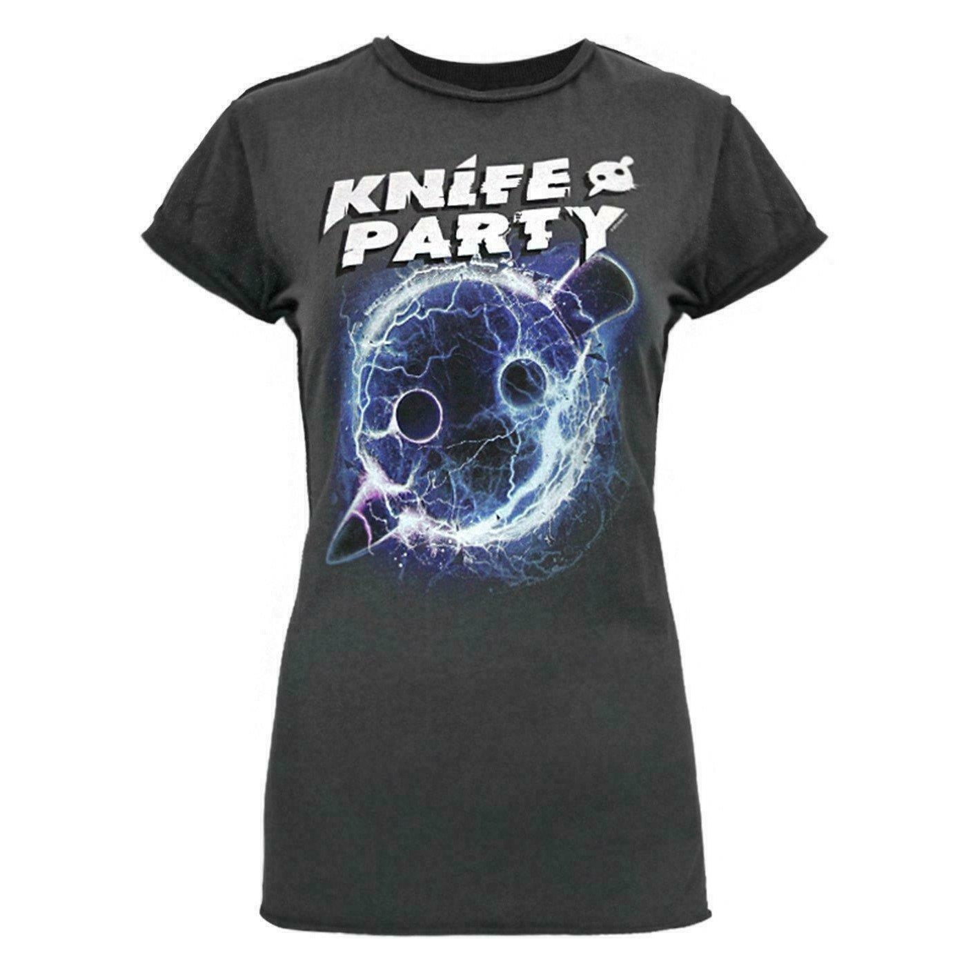 Charcoal - Front - Amplified Womens-Ladies Knife Party T-Shirt