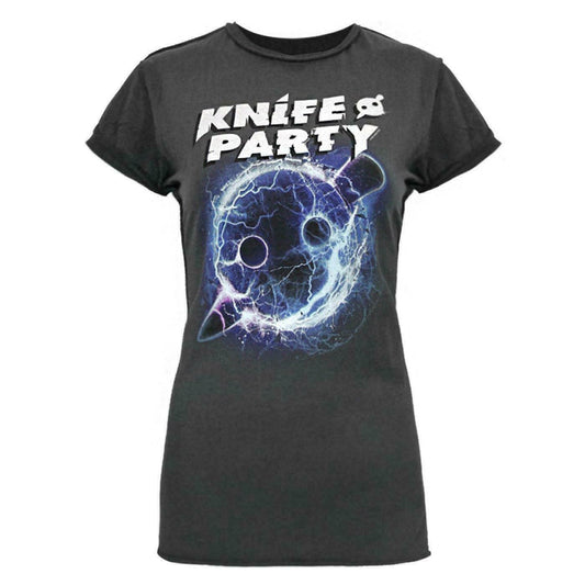 Charcoal - Front - Amplified Womens-Ladies Knife Party T-Shirt