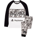 Black-Grey-White - Front - Playstation Boys Gaming Camo Pyjama Set