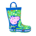 Blue-Green - Back - Peppa Pig Boys George Pig Dinosaur Wellington Boots