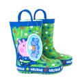 Blue-Green - Pack Shot - Peppa Pig Boys George Pig Dinosaur Wellington Boots