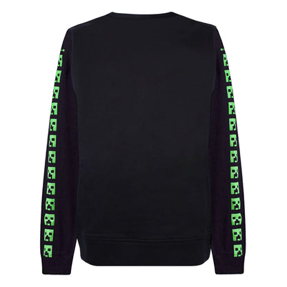 Black - Back - Minecraft Boys Creeper Face Sweatshirt