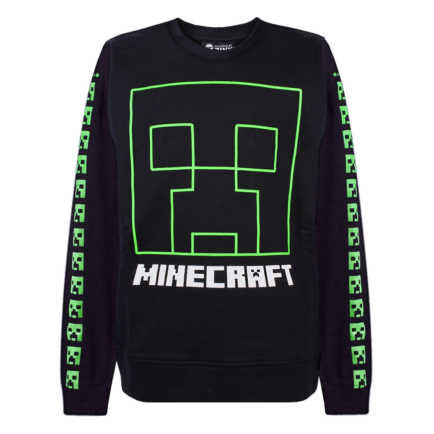 Black - Front - Minecraft Boys Creeper Face Sweatshirt