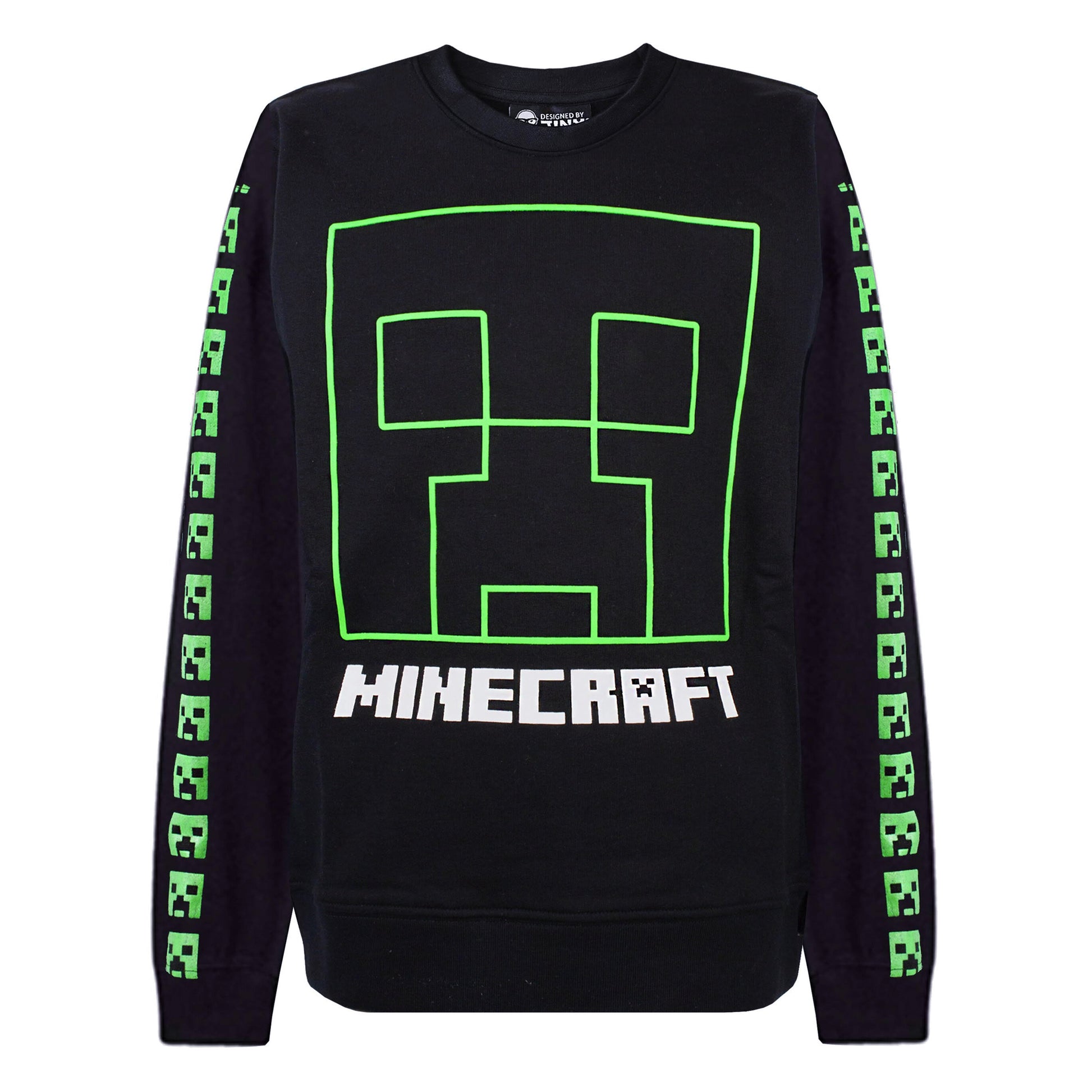 Black - Front - Minecraft Boys Creeper Face Sweatshirt