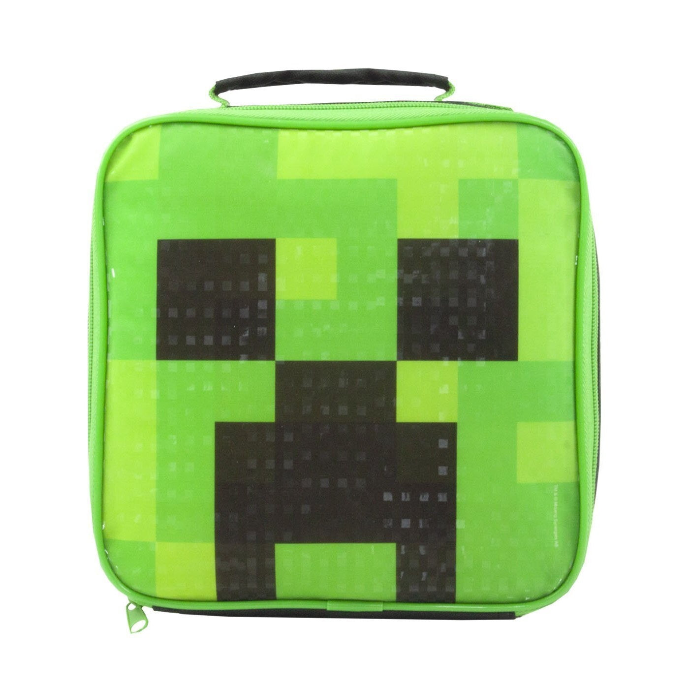 Green - Back - Minecraft Childrens-Kids Creeper Lunch Bag And Bottle Set