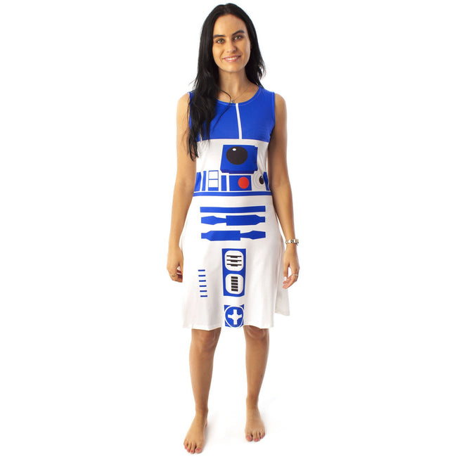 White-Blue - Back - Star Wars Womens-Ladies R2-D2 Cosplay Skater Dress