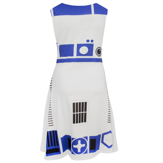 White-Blue - Lifestyle - Star Wars Womens-Ladies R2-D2 Cosplay Skater Dress