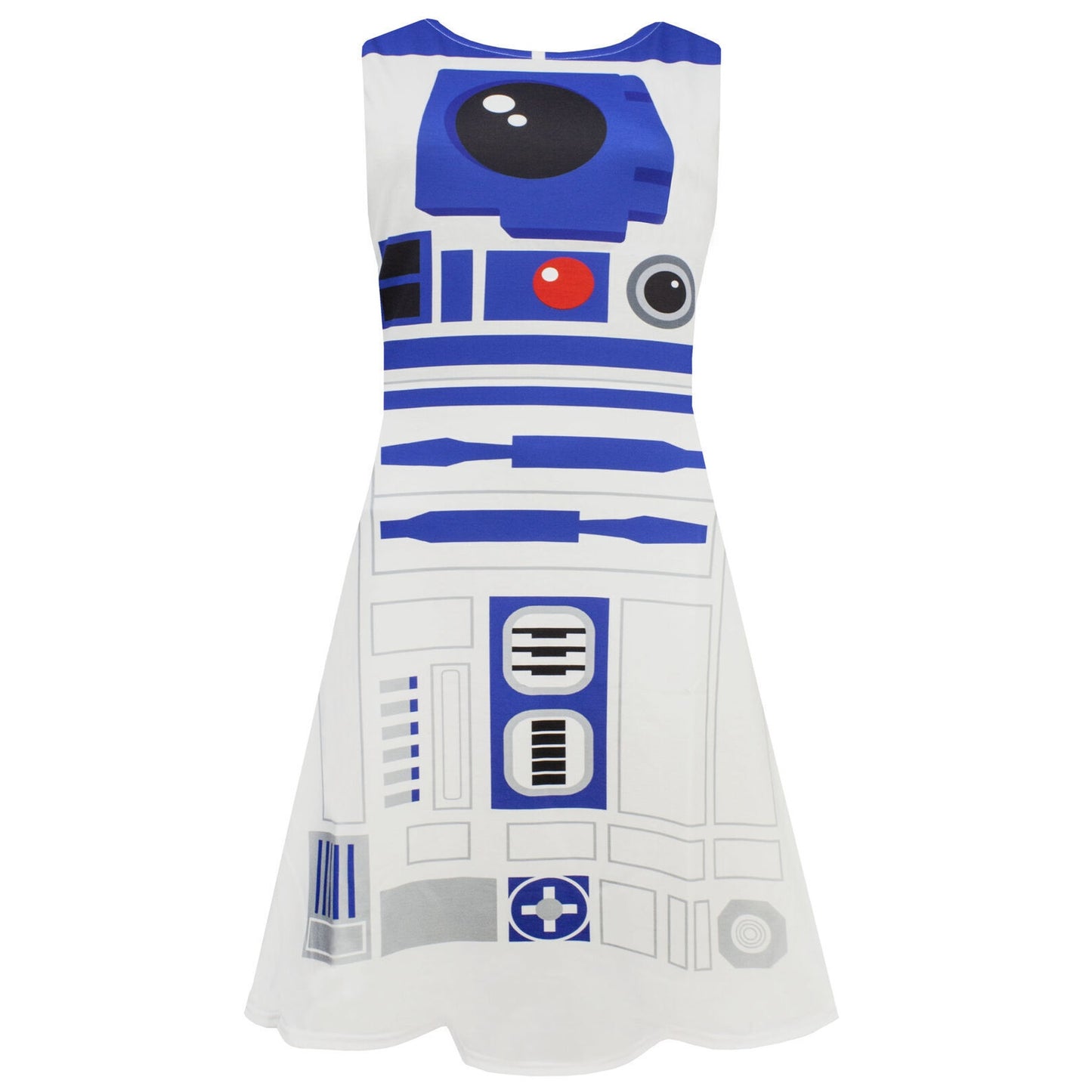 White-Blue - Front - Star Wars Womens-Ladies R2-D2 Cosplay Skater Dress