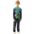 Blue-Green - Back - Minecraft Boys Steve And Creeper Long-Sleeved Pyjama Set