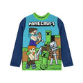 Blue-Green - Side - Minecraft Boys Steve And Creeper Long-Sleeved Pyjama Set