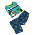Blue-Green - Close up - Minecraft Boys Steve And Creeper Long-Sleeved Pyjama Set