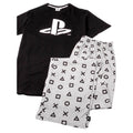 Black-Grey - Close up - Playstation Mens Logo Long Pyjama Set