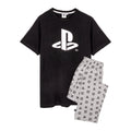 Black-Grey - Front - Playstation Mens Logo Long Pyjama Set