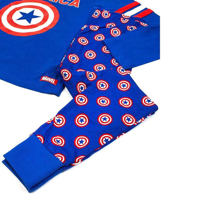 Blue - Pack Shot - Captain America Boys Shield Long Pyjama Set