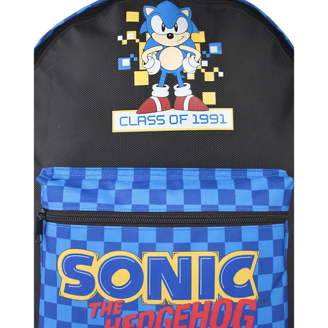 Black - Side - Sonic The Hedgehog Childrens-Kids Retro Game Backpack