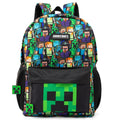 Black-Green - Front - Minecraft Childrens-Kids All-Over Print Backpack