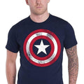 Navy - Back - Captain America Mens Distressed Logo T-Shirt