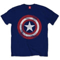 Navy - Front - Captain America Mens Distressed Logo T-Shirt
