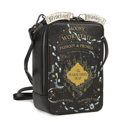 Black-Gold-Blue - Back - Danielle Nicole Marauders Map Glow In The Dark Harry Potter Crossbody Bag