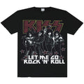 Black - Front - Amplified Mens Let Me Go Rock N Roll Kiss Diamante T-Shirt