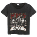 Charcoal - Front - Amplified Womens-Ladies Let Me Go Rock N Roll Kiss Diamante T-Shirt