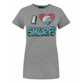 Grey Marl - Front - Junk Food Womens-Ladies I Love Smurfs The Smurfs T-Shirt