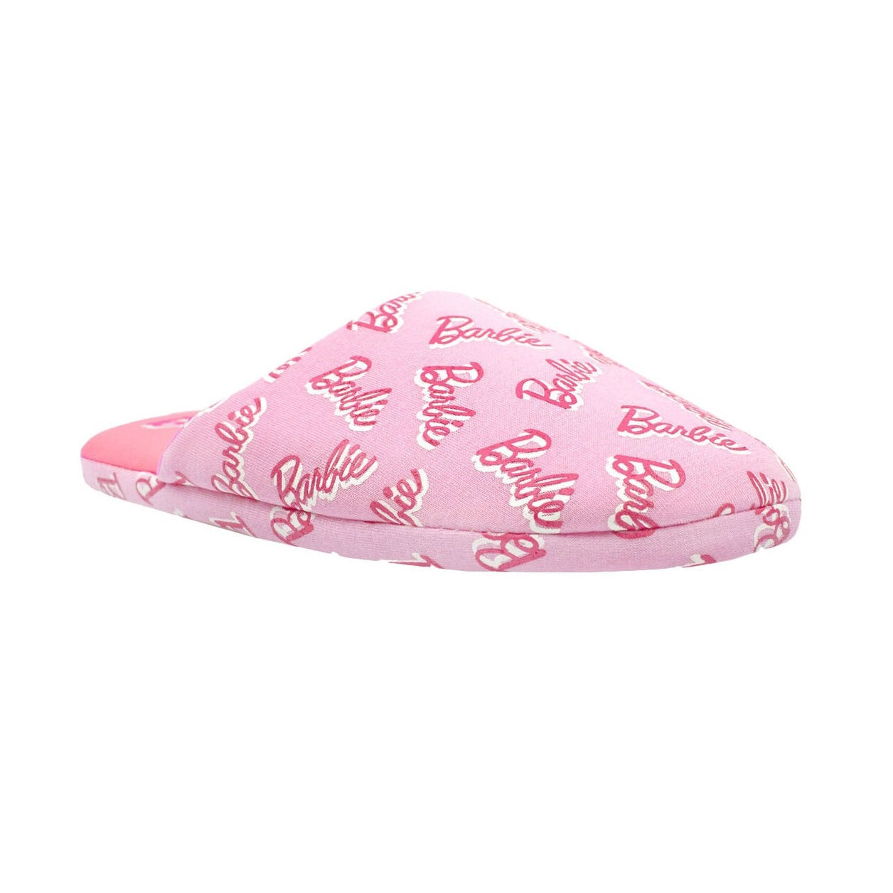 Pink - Front - Barbie Womens-Ladies Repeat Logo Polyester Slippers