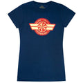 Navy - Front - Captain Marvel Womens-Ladies Logo T-Shirt