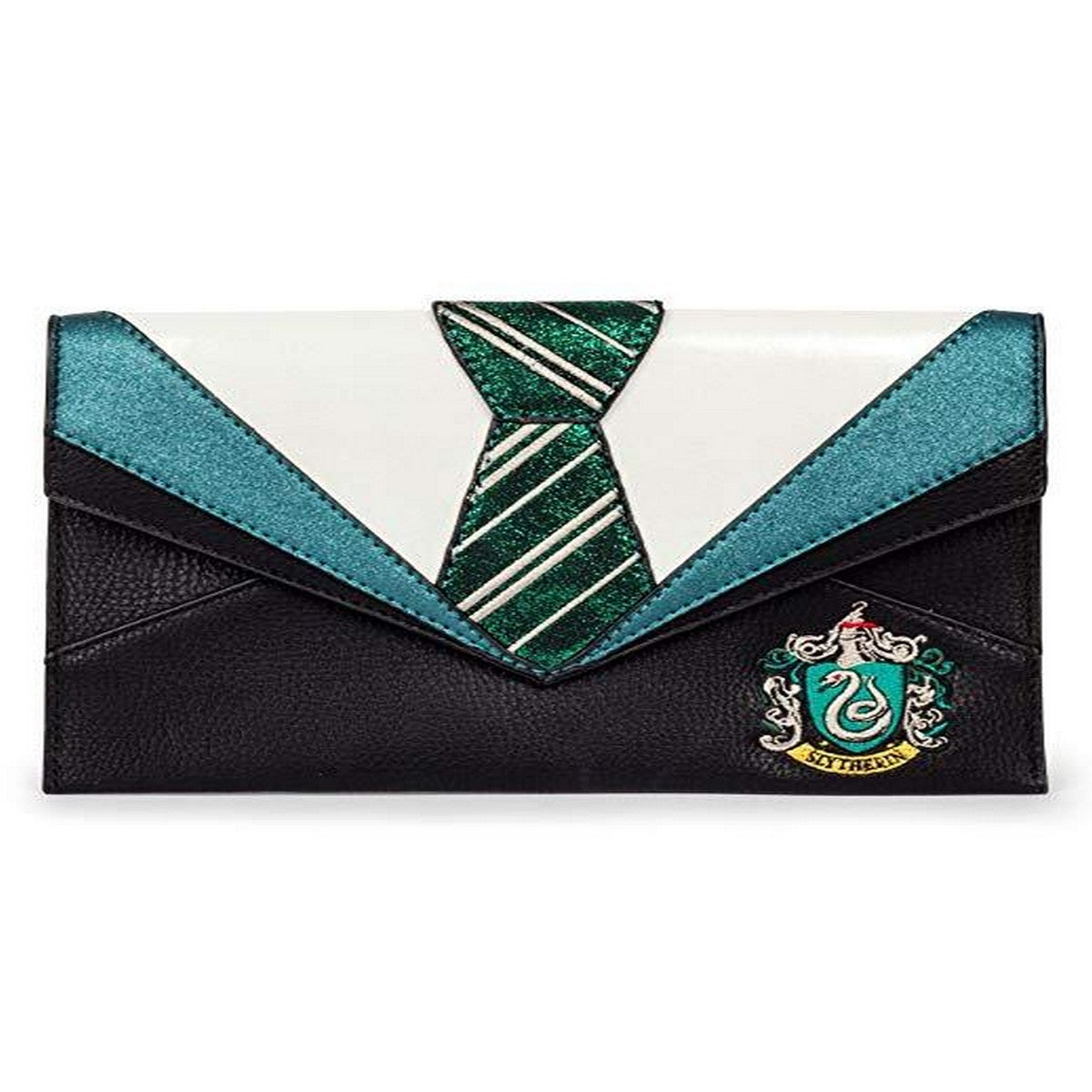 Black-Green - Front - Danielle Nicole Womens-Ladies Slytherin Uniform Harry Potter Clutch