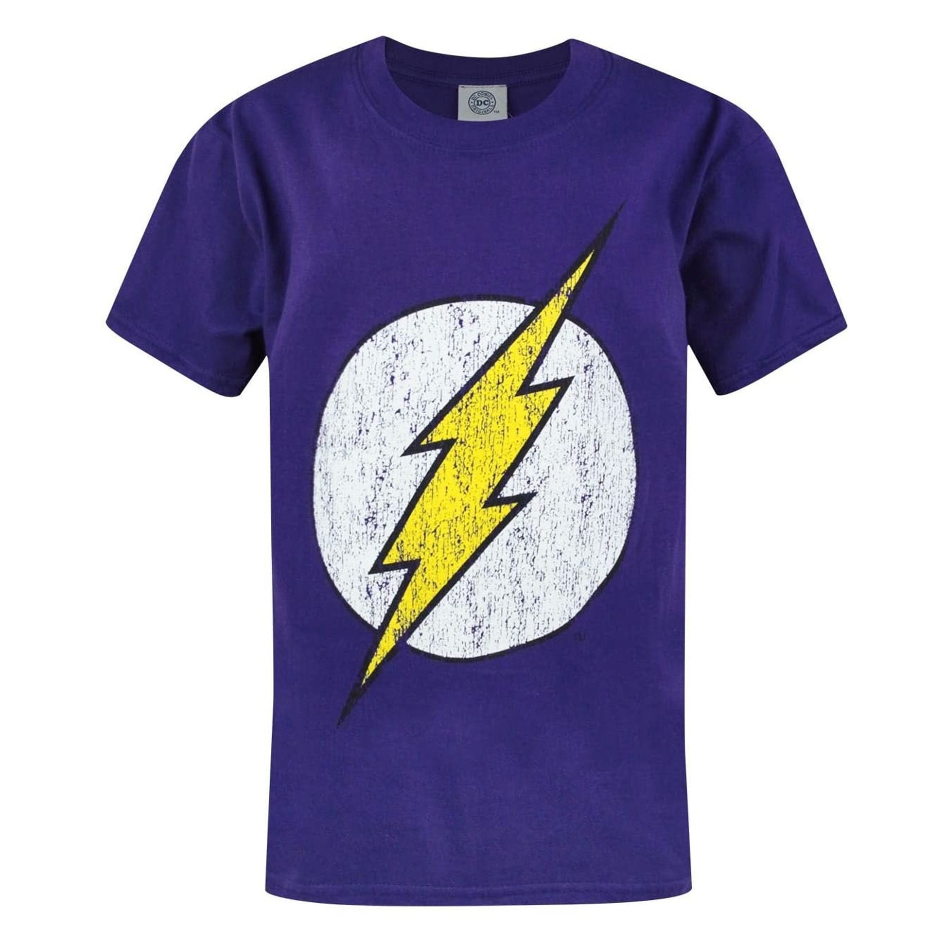 Purple - Front - DC Comics Boys The Flash Distressed Logo T-Shirt