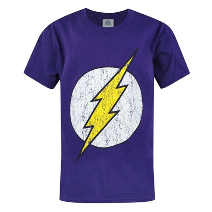 Purple - Front - DC Comics Boys The Flash Distressed Logo T-Shirt