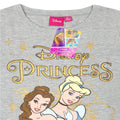 Grey Marl-Yellow-Blue - Side - Disney Princess Girls Glitter Long-Sleeved T-Shirt