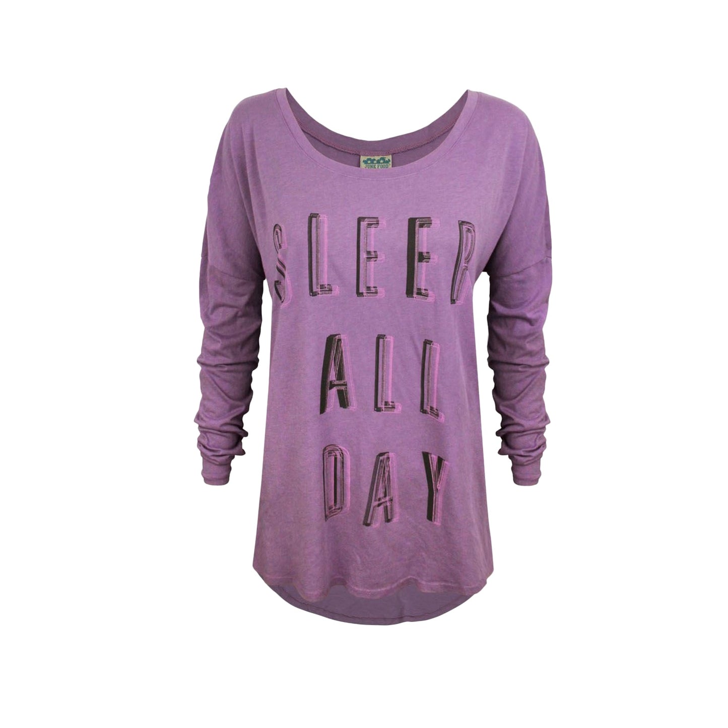 Purple - Front - Junk Food Womens-Ladies Sleep All Day Rock All Night Oversized Top