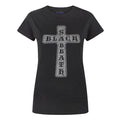Black - Front - Black Sabbath Womens-Ladies Cross Logo Diamante T-Shirt
