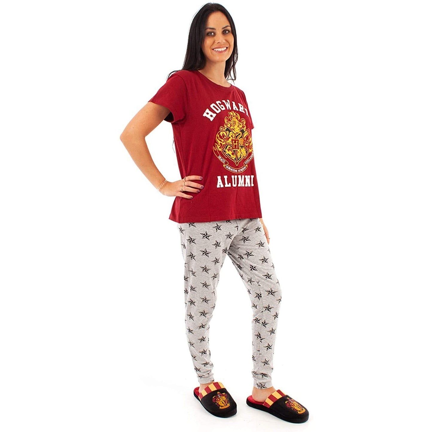 Red-Grey - Back - Harry Potter Womens-Ladies Alumni Hogwarts Pyjama Set
