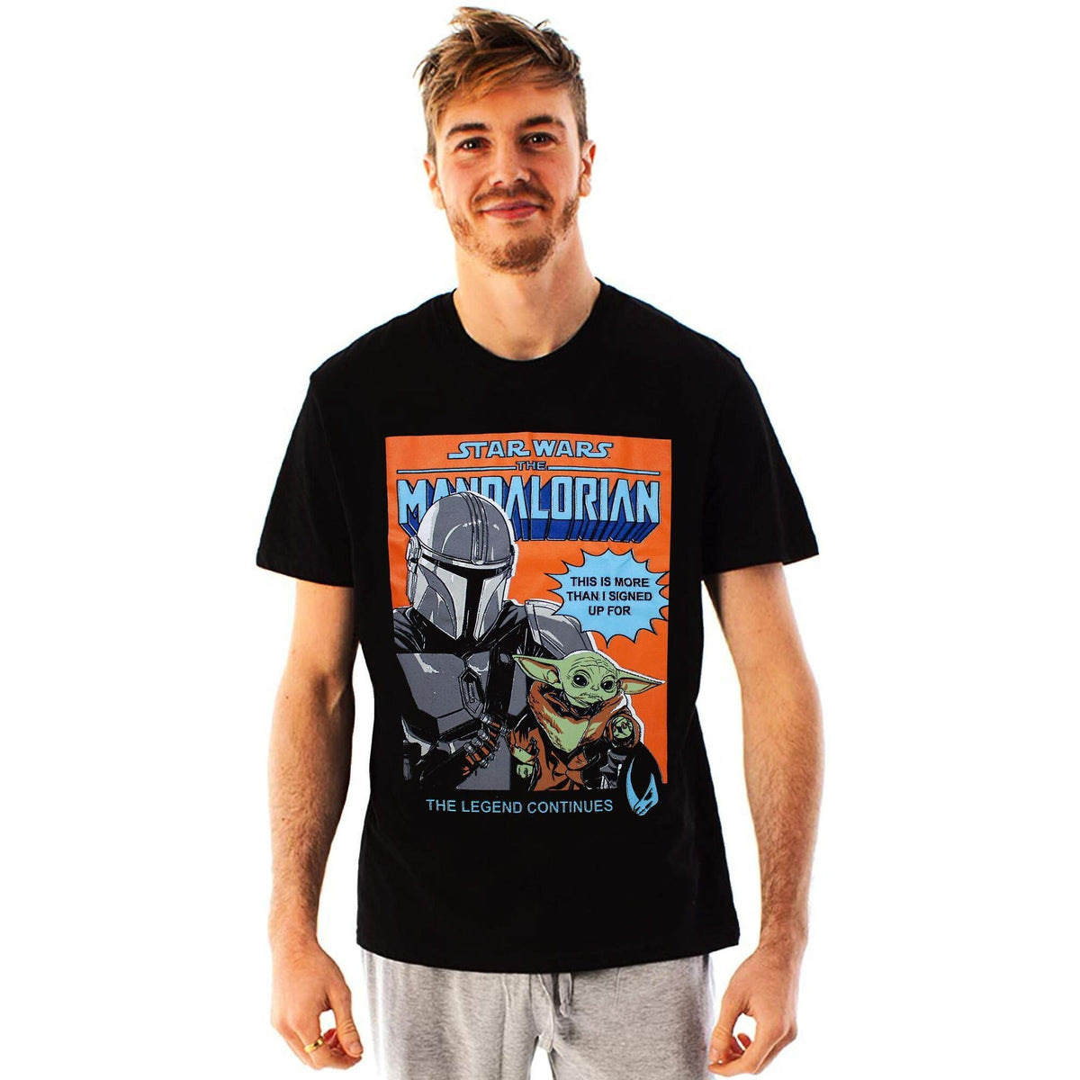 Black - Side - Star Wars Mens Baby Yoda Poster T-Shirt