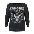 Charcoal - Front - Amplified Womens-Ladies Seal Ramones Macrame Logo Sweatshirt