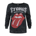Charcoal - Front - Amplified Womens-Ladies World Tour The Rolling Stones Macrame Sweatshirt
