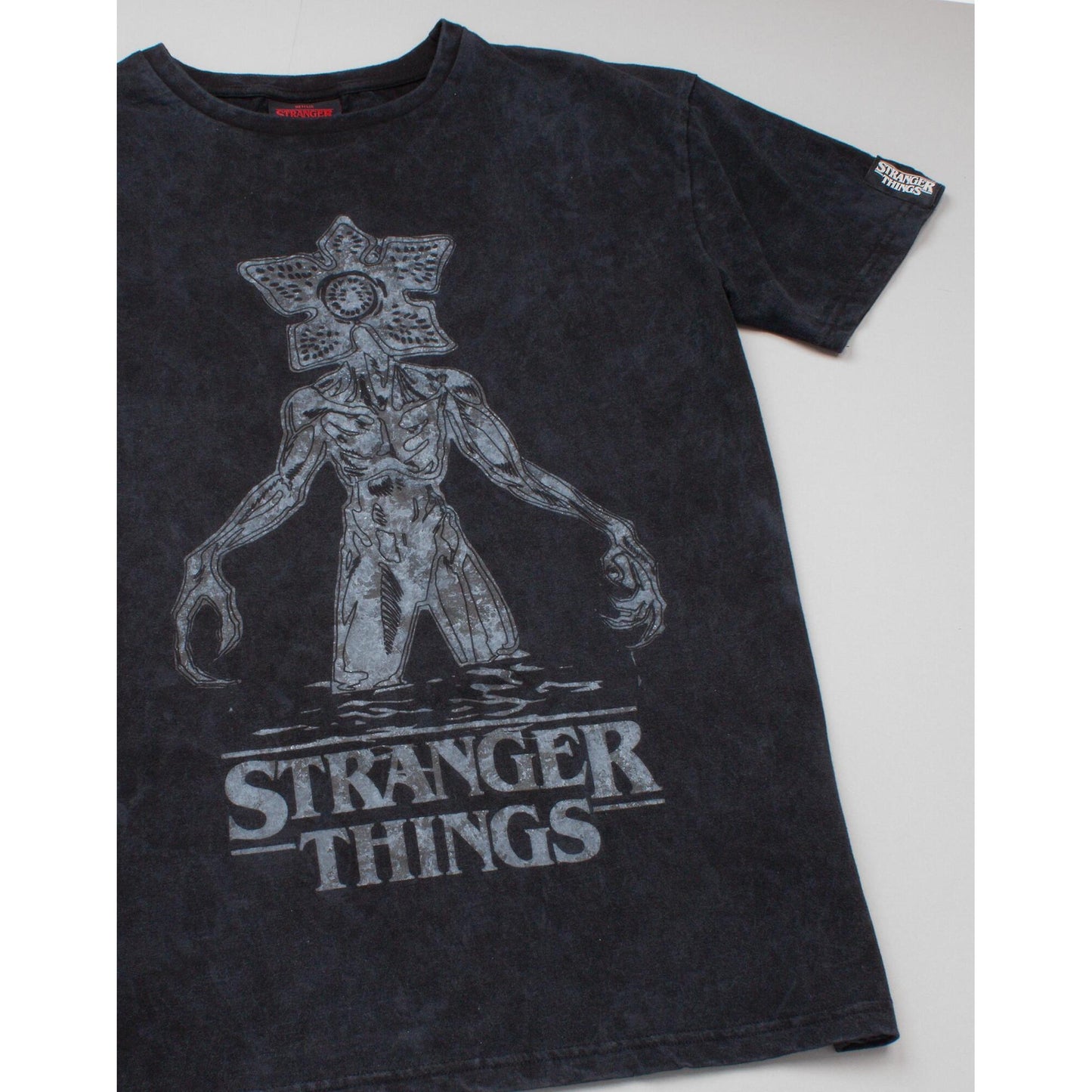 Charcoal - Close up - Stranger Things Womens-Ladies Acid Wash T-Shirt