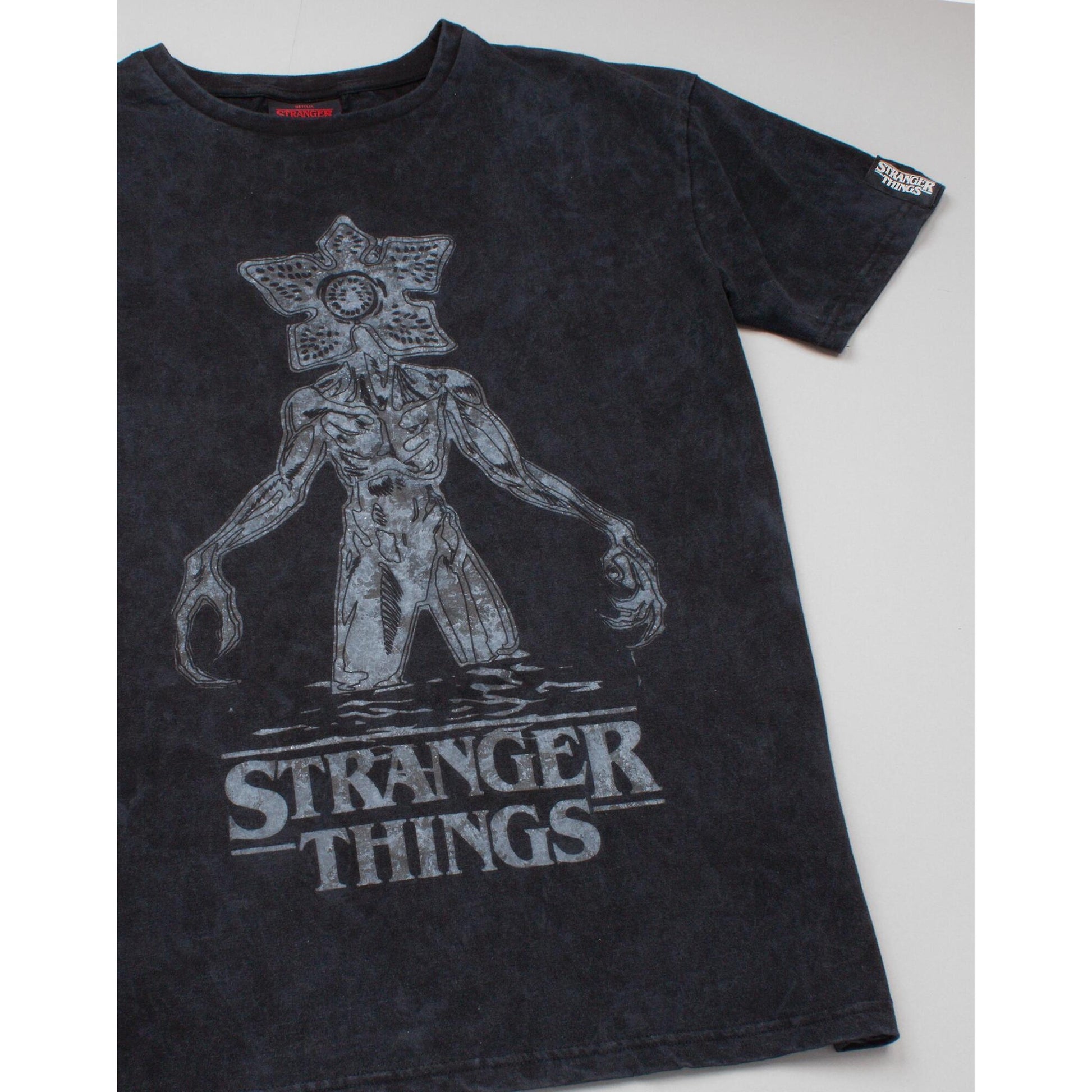 Charcoal - Close up - Stranger Things Womens-Ladies Acid Wash T-Shirt