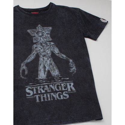Charcoal - Close up - Stranger Things Womens-Ladies Acid Wash T-Shirt