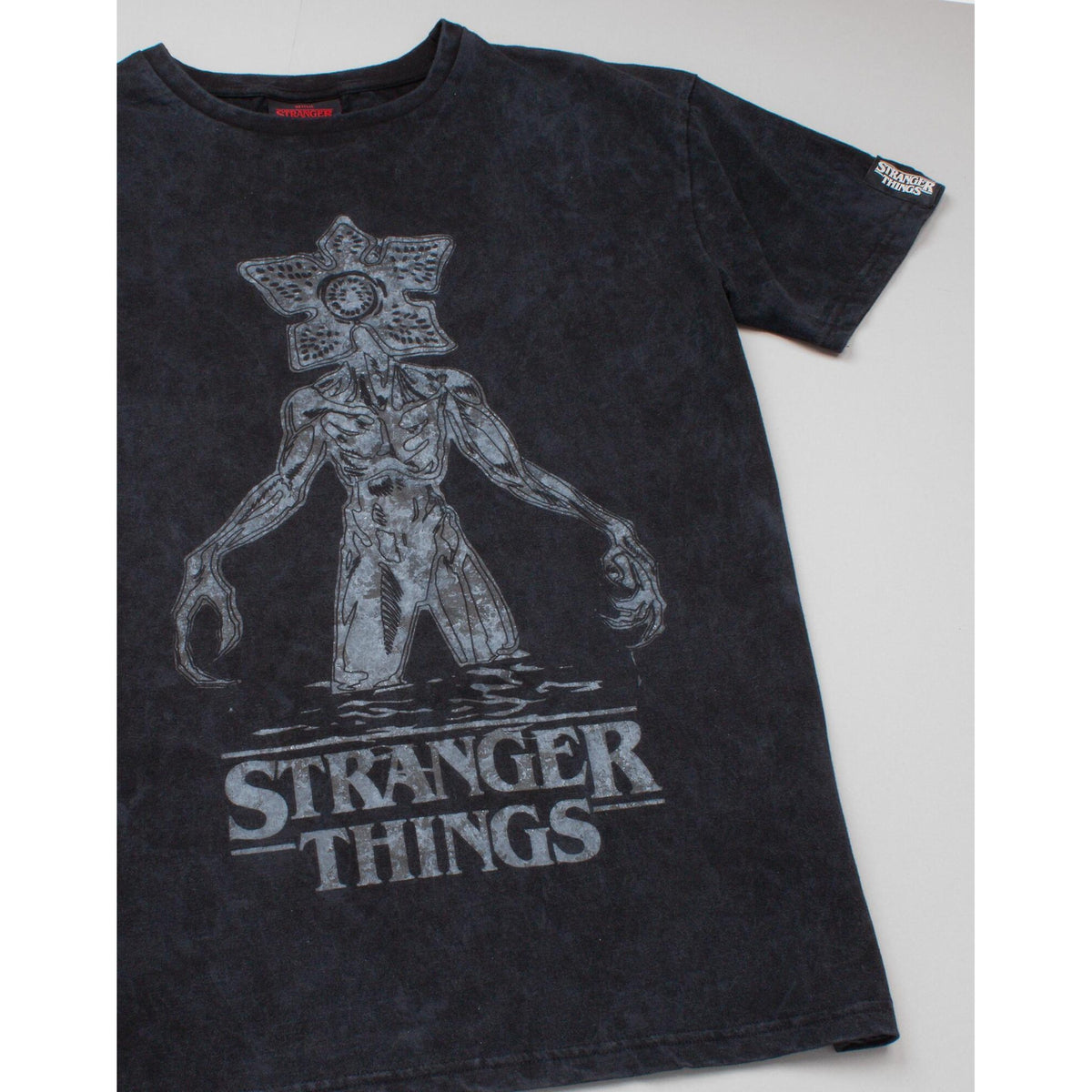 Charcoal - Close up - Stranger Things Womens-Ladies Acid Wash T-Shirt